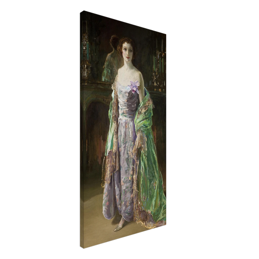 The Green Coat (1926) by Sir John Lavery, tall canvas print on the wall, 50x100 cm