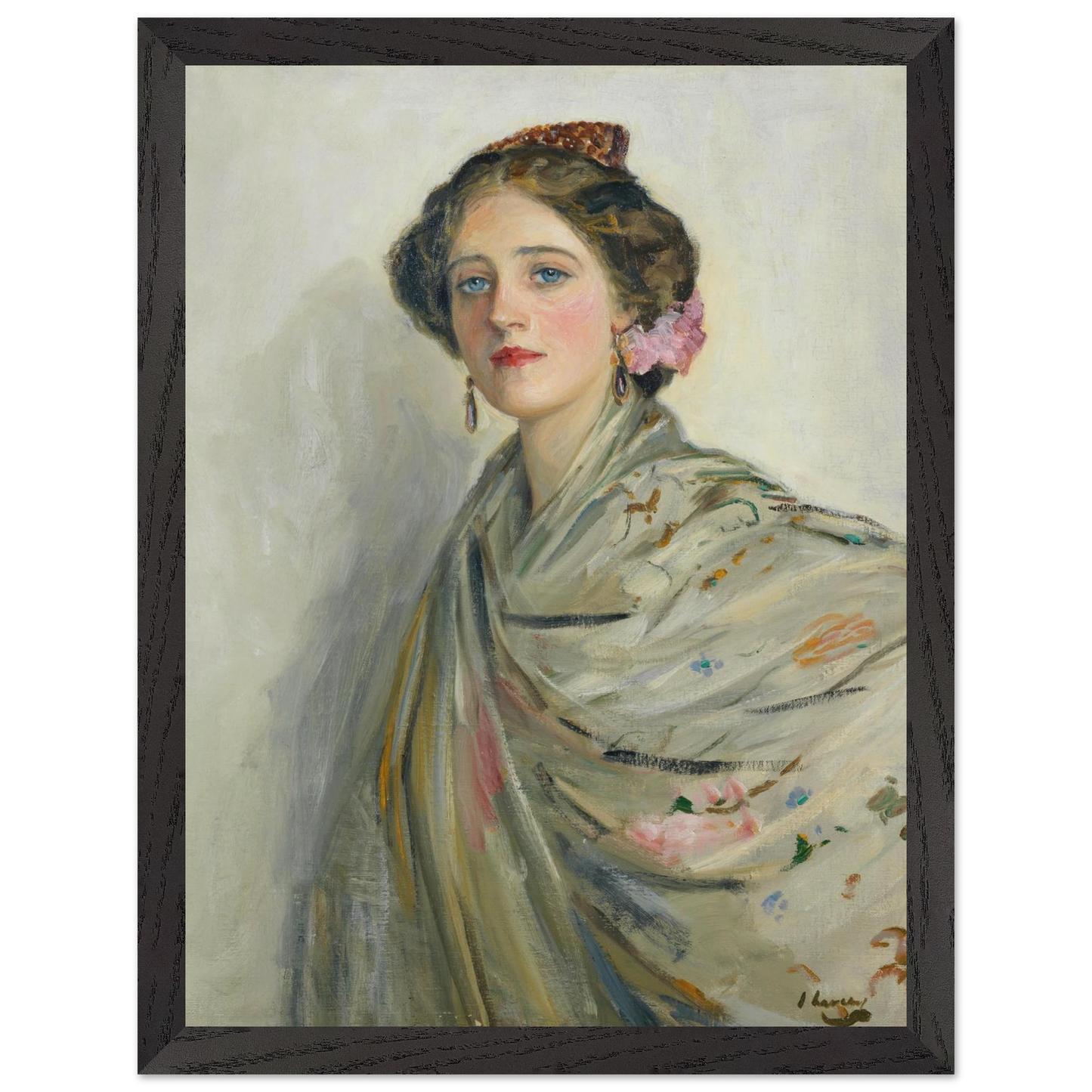 A Fair Spaniard, Mrs Chowne Irish master art print in black gallery frame 30x40 cm Collector’s Edition