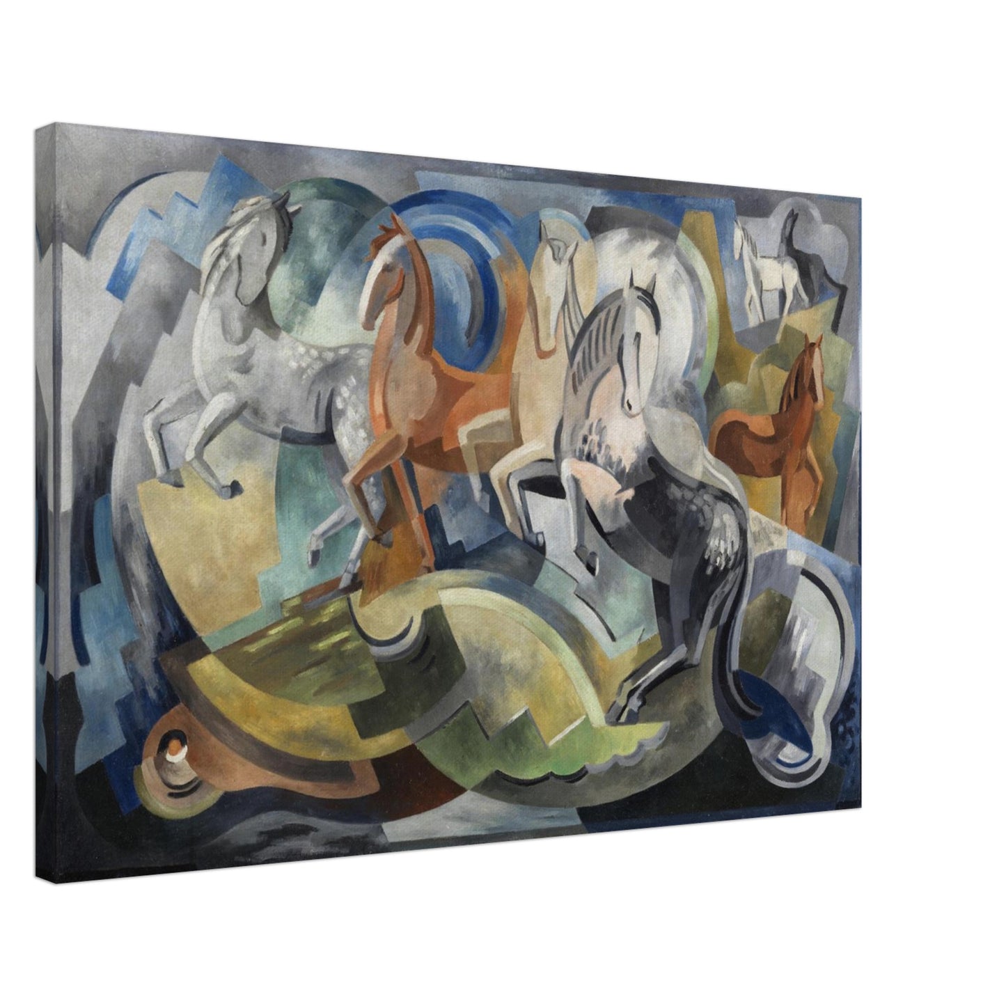 Irish Artist Mainie Jellett’s Achill Horses (1941) Reproduction Canvas Art Print – 60x90 cm / 24x36"