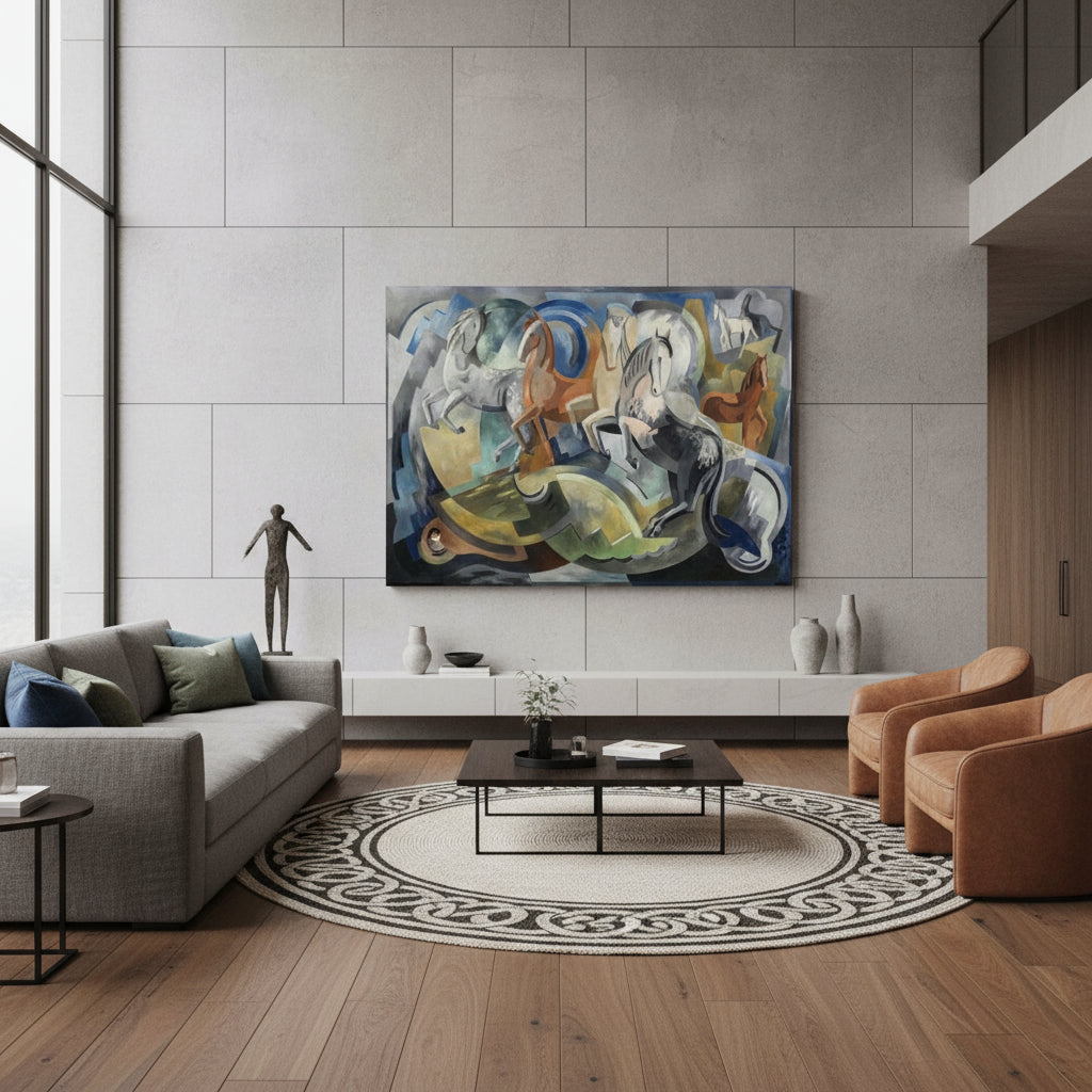 Irish Artist Mainie Jellett’s Achill Horses (1941) Reproduction Canvas Art Print – 60x90 cm / 24x36"