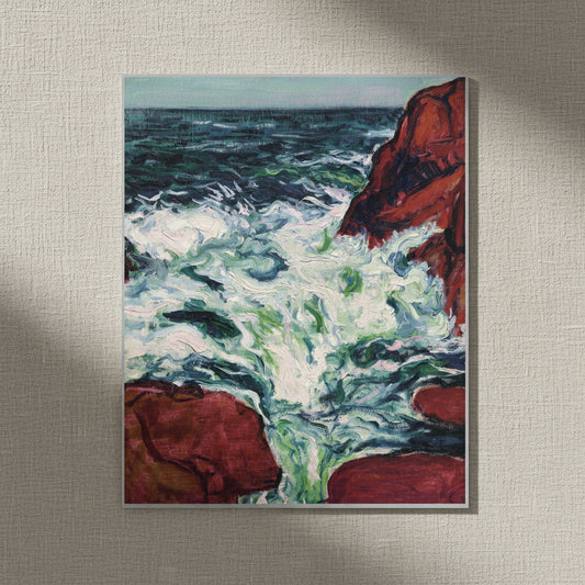 Marée Montante by Roderic O’Conor – Collector’s Edition Art Print 40×50 cm unframed archival print resting on light linen fabric. Soft natural daylight, gentle shadows, artisanal fine-art photography style.