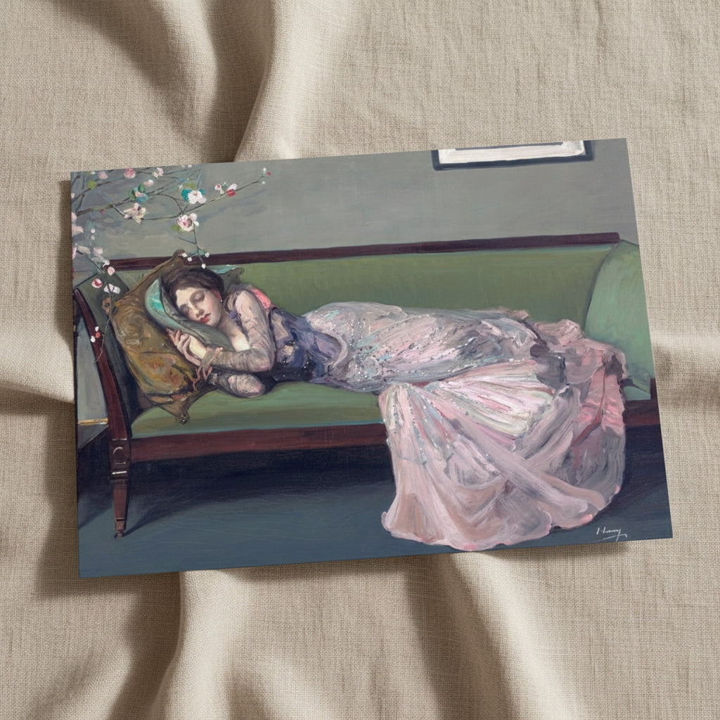 The Green Sofa by Sir John Lavery — A3 unframed Irish art print on linen texture, archival fine art reproduction, Buy Irish Art