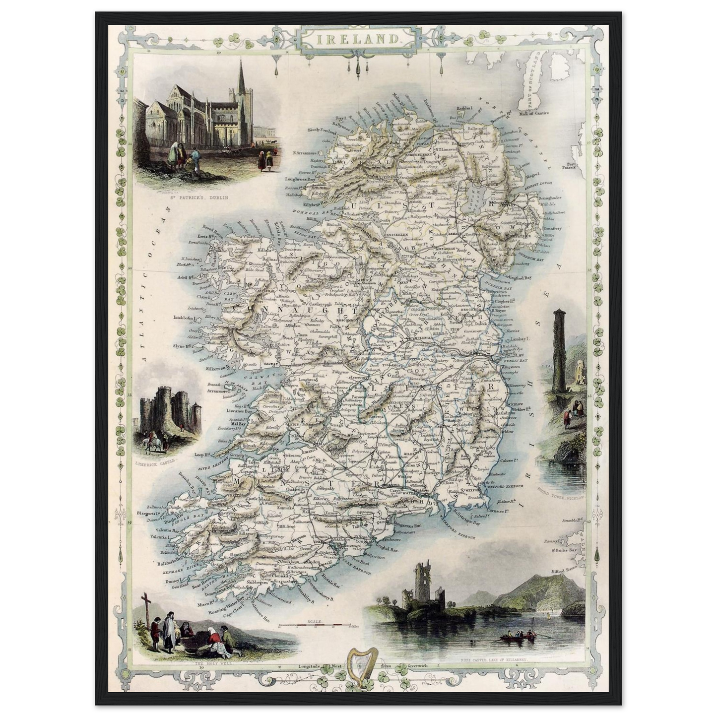 Antique Reproduction Map of Ireland – Irish Heritage Wall Decor