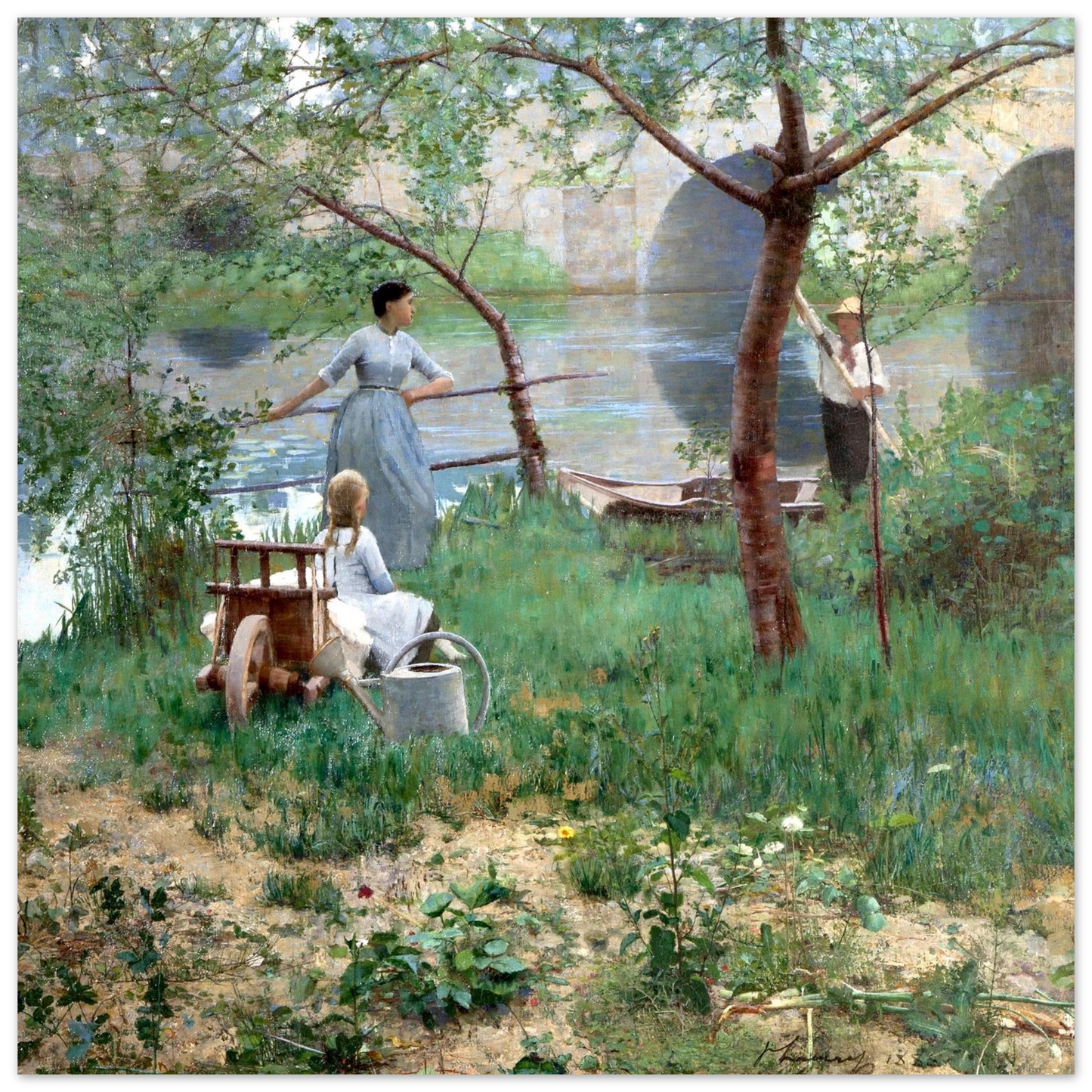 Under the Cherry Tree by Sir John Lavery, framed print styled on wall