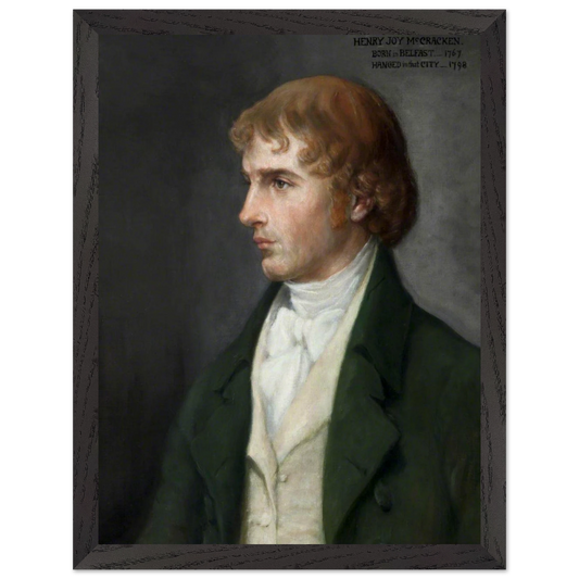 Portrait of Henry Joy McCracken by Sarah Cecilia Harrison, art print in a black frame, 30x40 cm