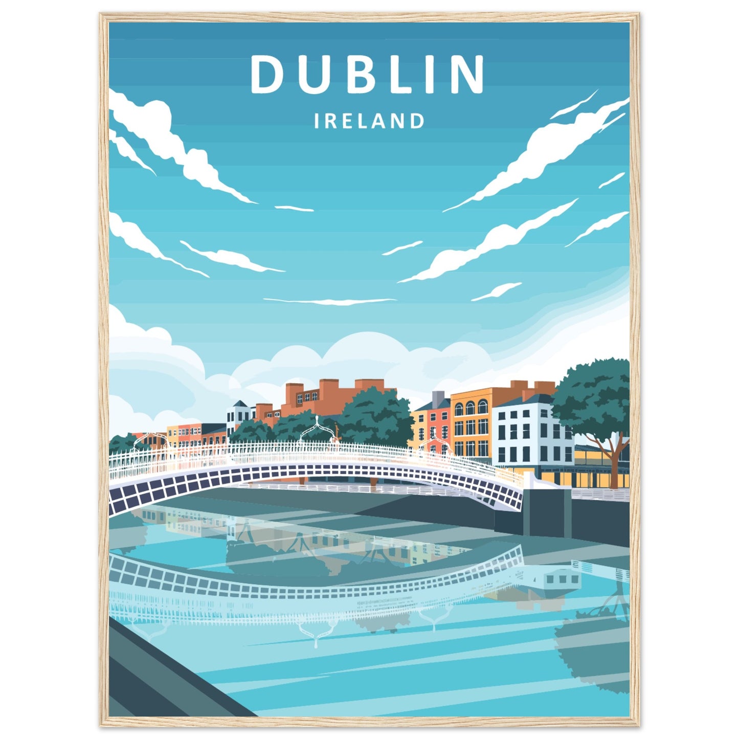 Dublin City Ireland Retro Travel Framed Art Print – view 6 | Buy Irish Art