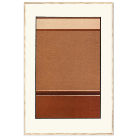 James Ward gradated tones of broken red, terracotta colour field print in natural wood frame above sideboard