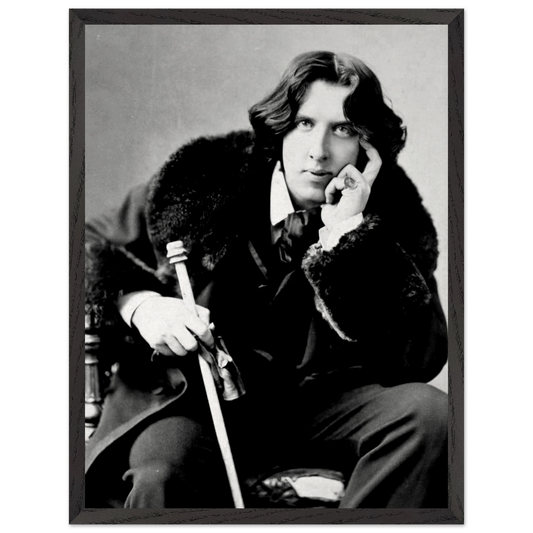 Classic vintage portrait of Oscar Wilde framed in premium oak or ash wood