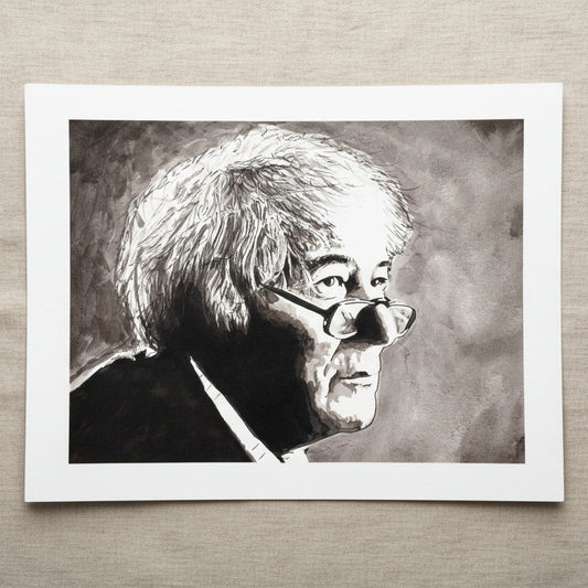 Seamus Heaney Collector’s Edition fine art print, monochrome Irish writer portrait Buy Irish Art