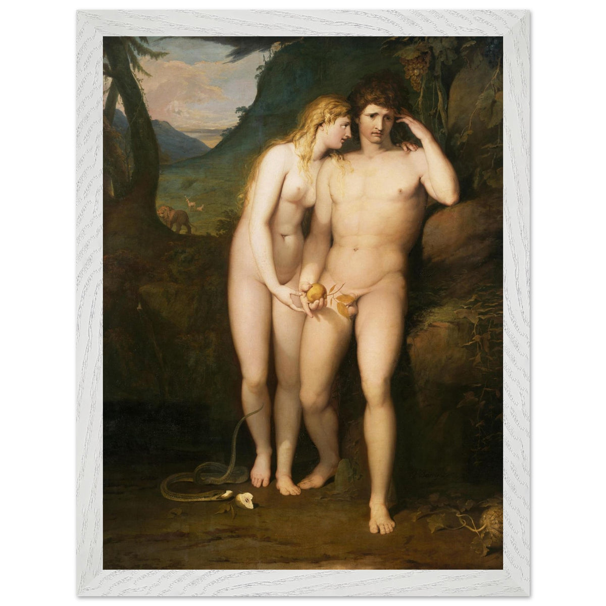 The Temptation of Adam by James Barry in a white frame with a wide white mount