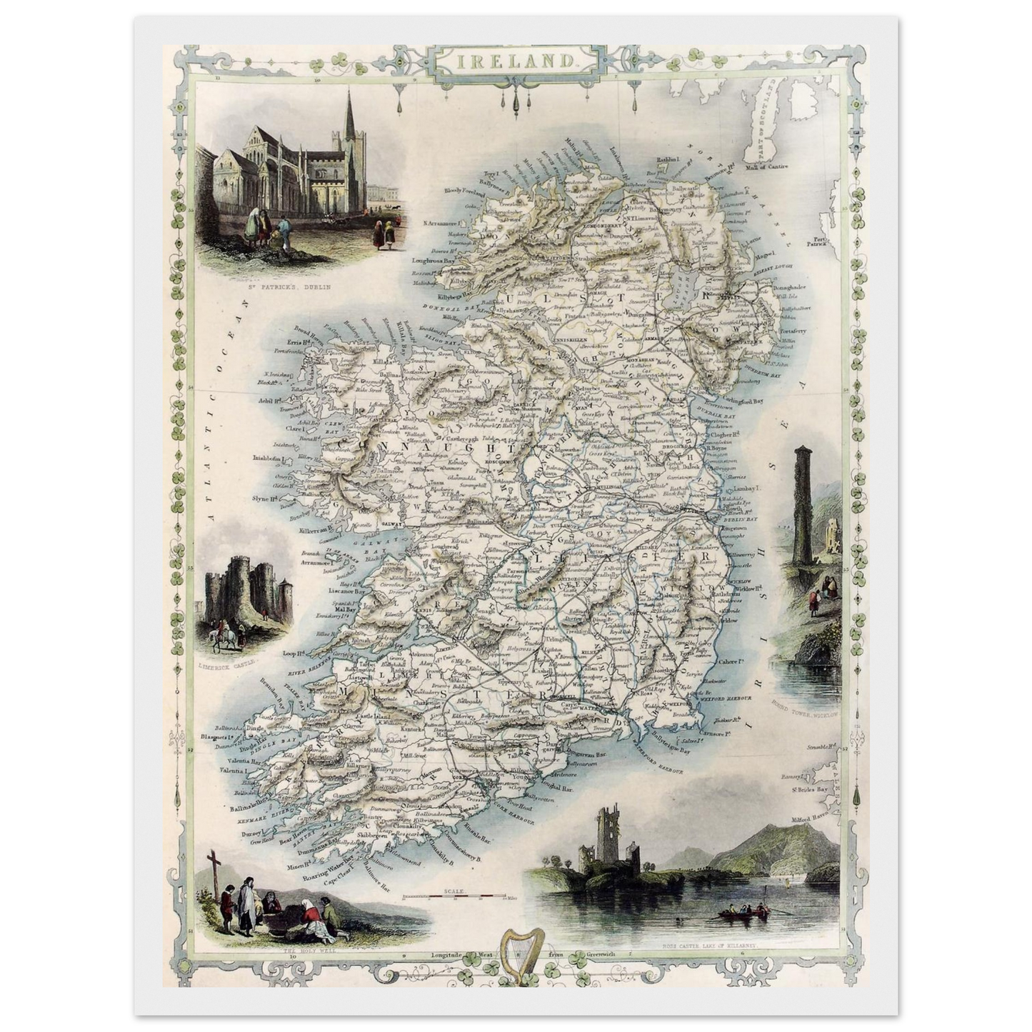Vintage Irish Map Artwork – Antique Style Cartography Print