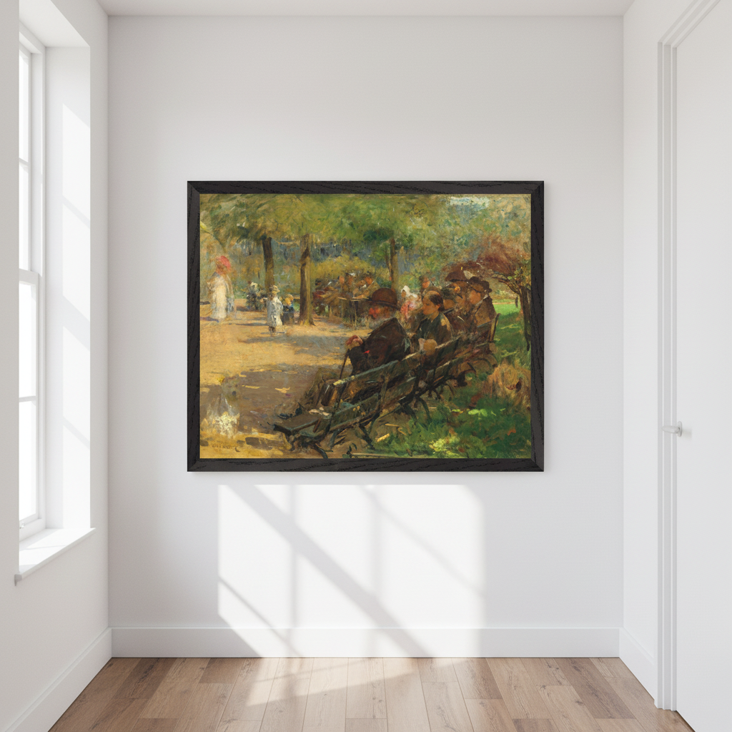 Print of In a Dublin Park, Light and Shade by Walter Osborne, an Irish oil painting