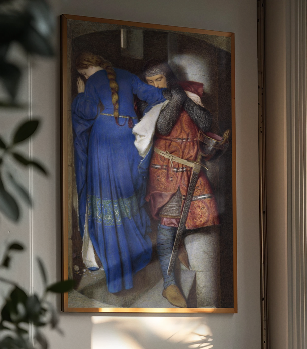 Hellelil and Hildebrand, the Meeting on the Turret Stairs by Irish Artist Frederic William Burton Art Print