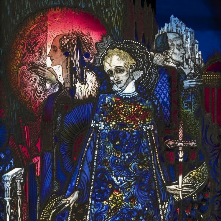 Symbolist illustration by Harry Clarke featuring mythical figures and ornate patterning