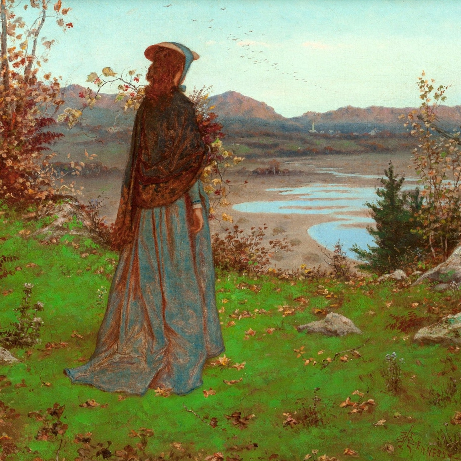 Woman in an Autumn Landscape – William J. Hennessy Irish Art Print