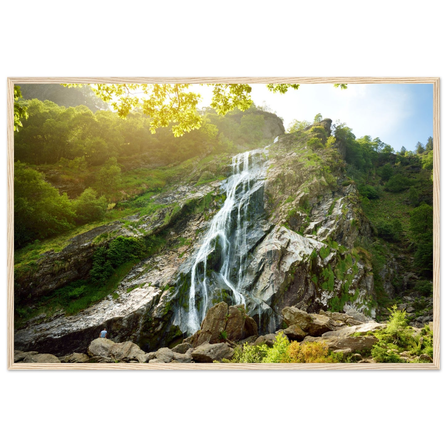 Majestic water cascade of Powerscourt Waterfall, the highest waterfall in Ireland. Famous tourist attraction in County Wicklow, Ireland. Framed Irish Wall Art Prints