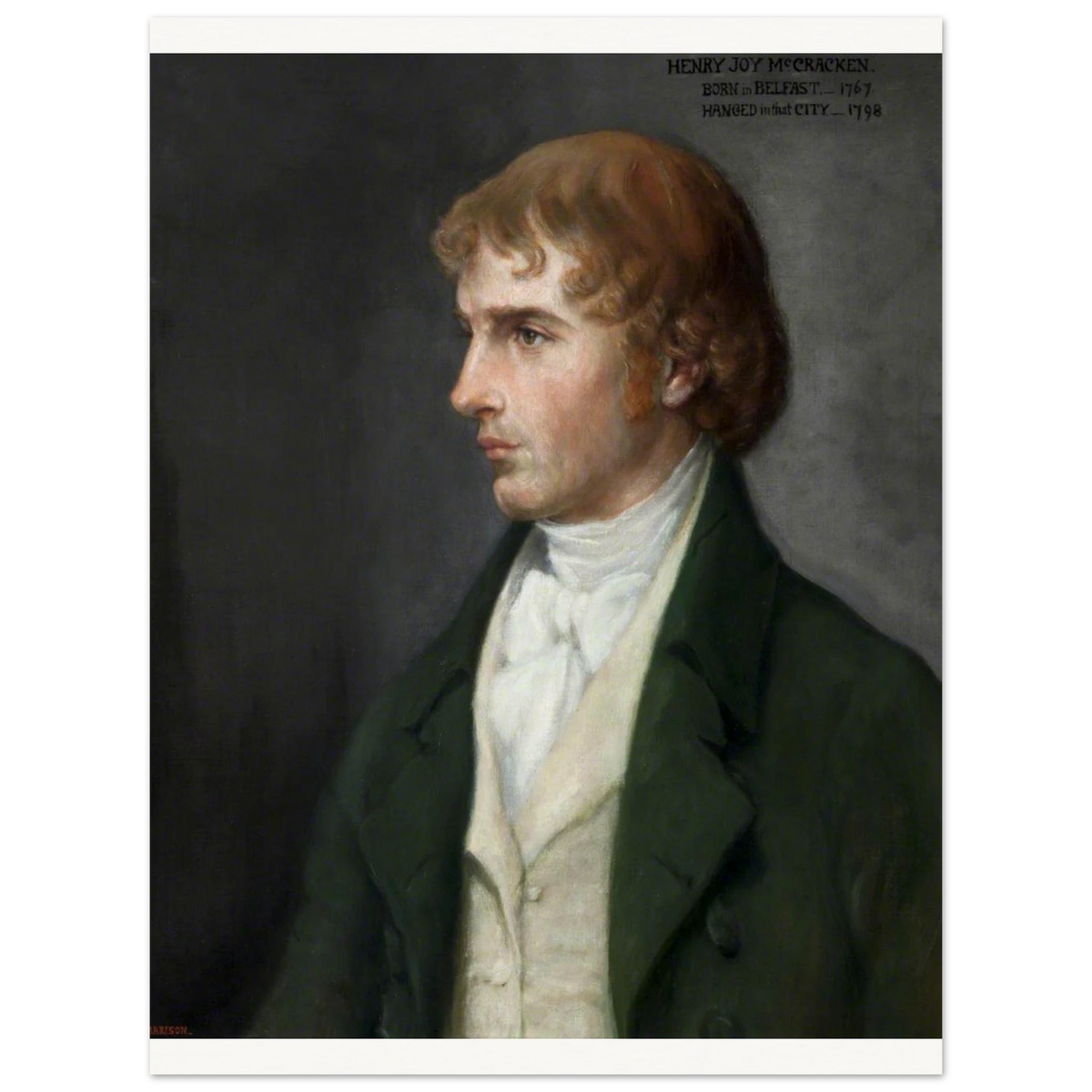 Portrait of Henry Joy McCracken by Sarah Cecilia Harrison, unframed art print, 60x80 cm