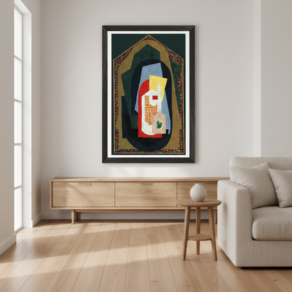 Decoration (1923) by Mainie Jellett - framed Irish cubist art print in a room setting