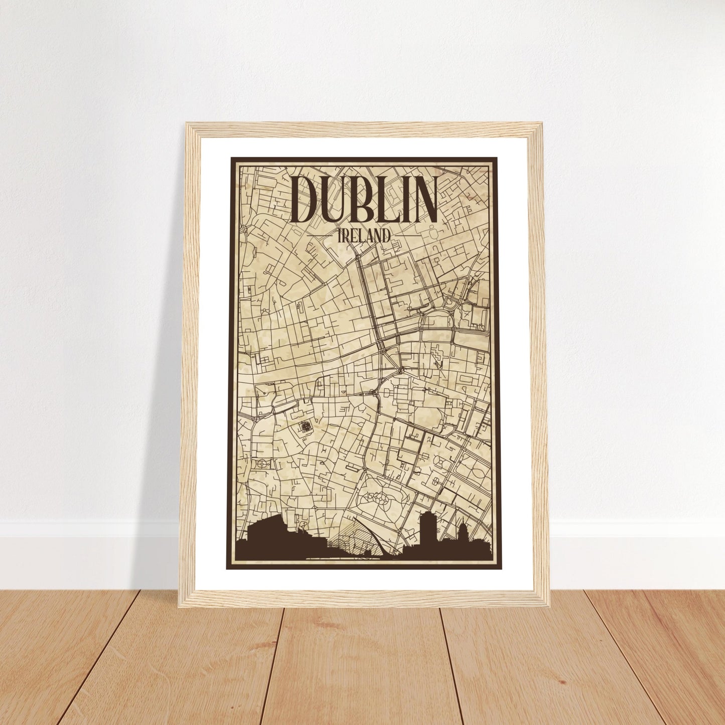 Dublin Ireland Vintage City Map Framed Poster