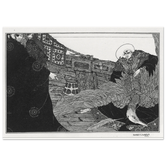 The Albatross Slain by Harry Clarke, black and white illustration for The Rime of the Ancient Mariner