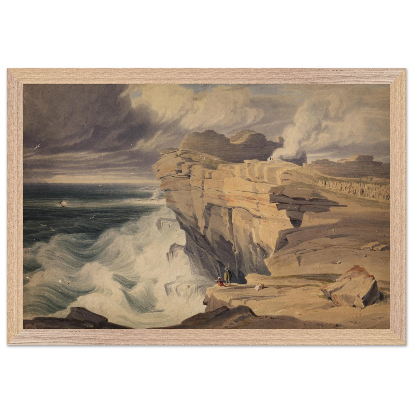 30×45 cm – Dún Aonghasa, Inis Mór by George Petrie – 30×45 cm natural wood frame museum-quality art print