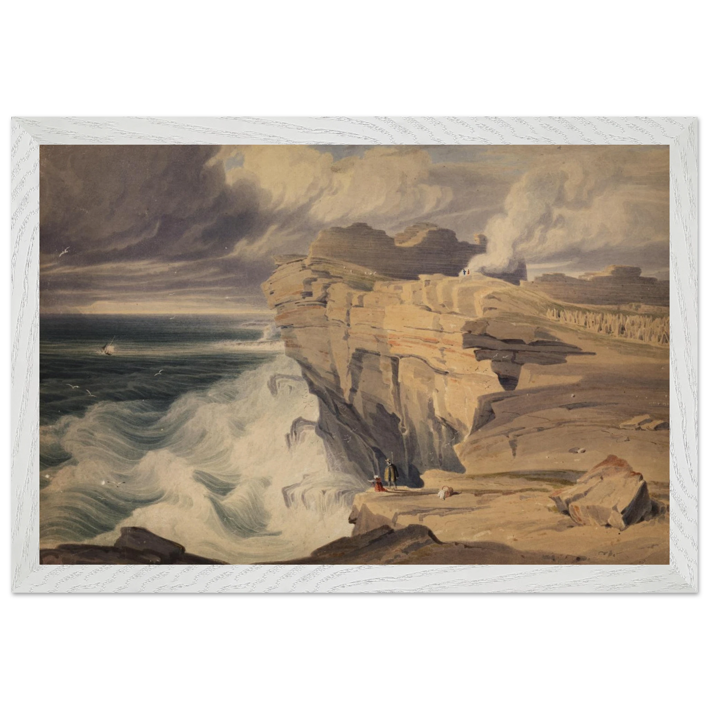 30×45 cm – Dún Aonghasa, Inis Mór by George Petrie – 30×45 cm white frame museum-quality art print