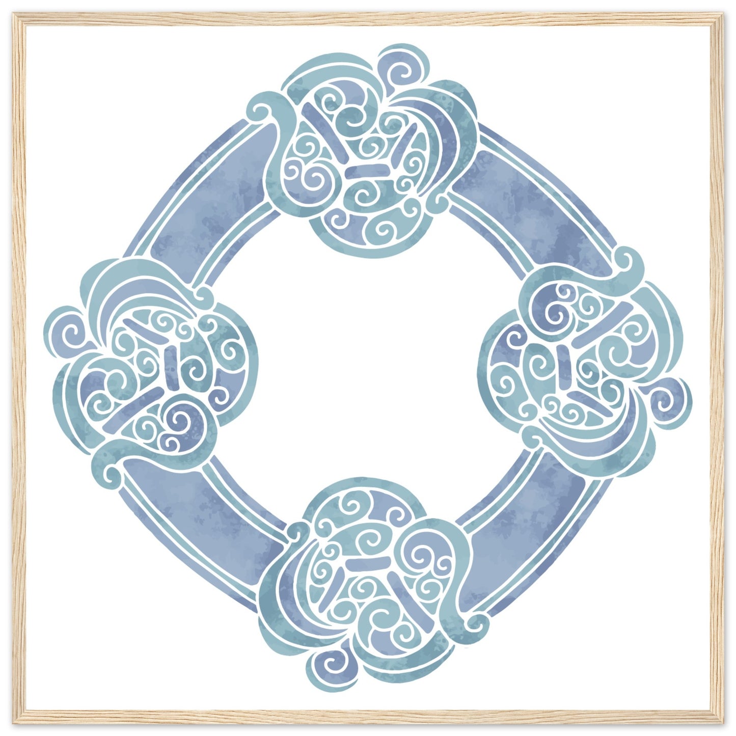 Watercolour Celtic Wheel Knot Blue Print