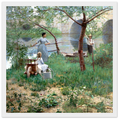 Under the Cherry Tree by Sir John Lavery, framed print styled in room setting