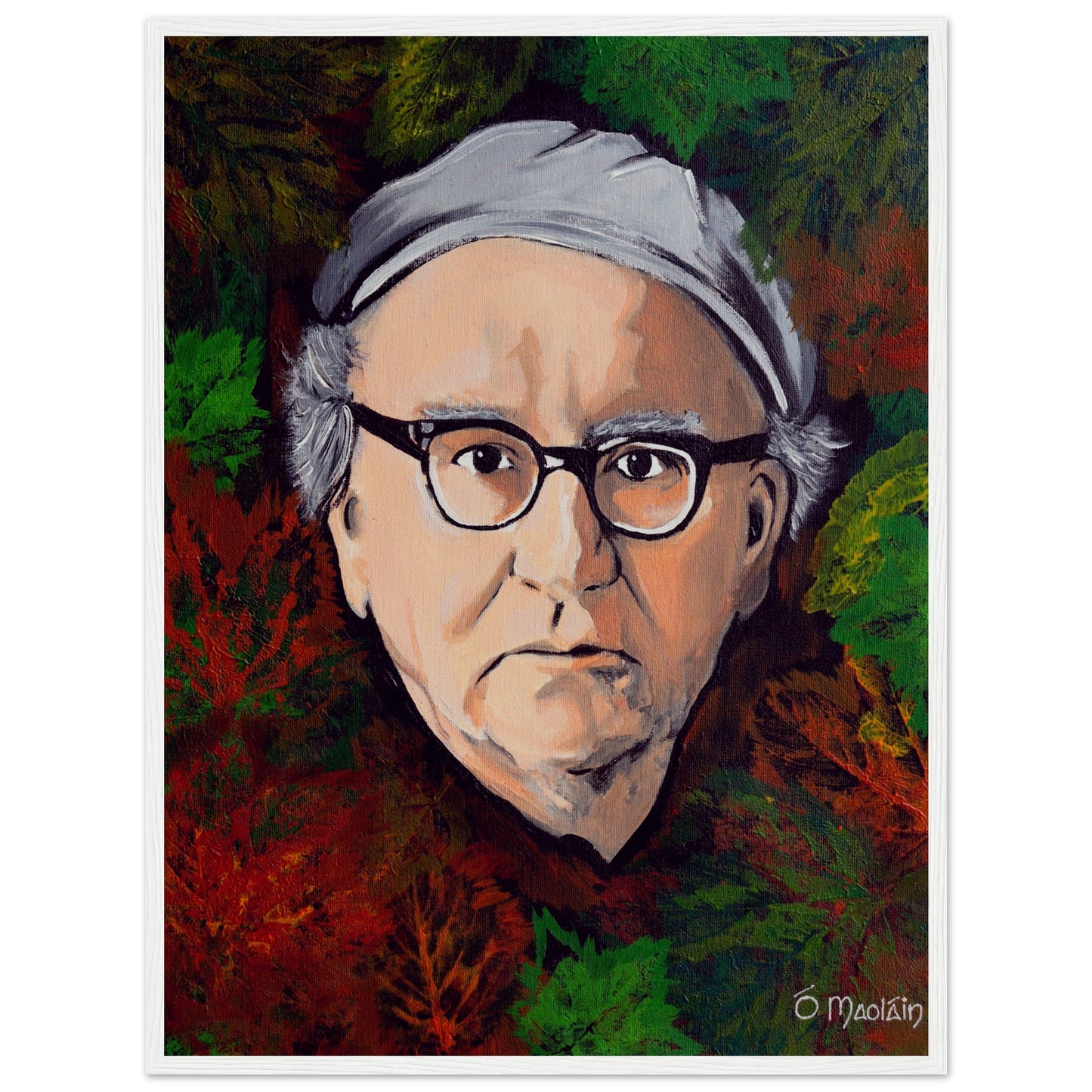 Framed fine art print titled "Let grief be a fallen leaf" by Irish artist Ó Maoláin. The piece visually interprets Patrick Kavanagh's poignant verse, blending detailed artistry with literary depth, creating a captivating and emotive representation for your space.