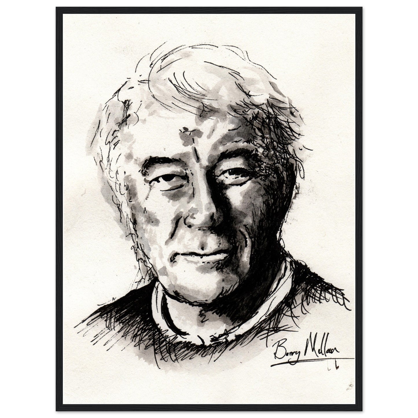 Irish Poet, Seamus Heaney, Black and White Portrait Framed Art Print Poster Direct From the Artist  Buy Irish Art