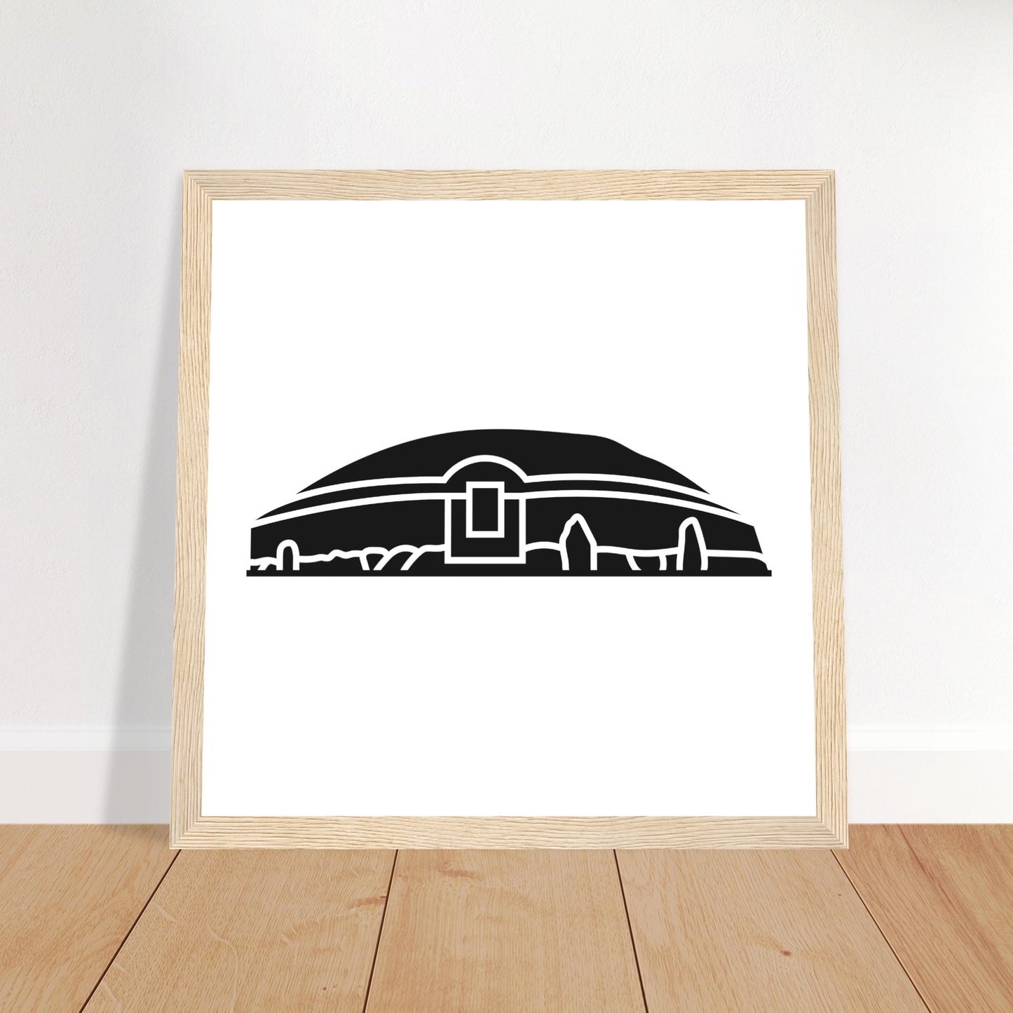 Modern Irish Minimalist Newgrange Illustration Framed Wall Art Print