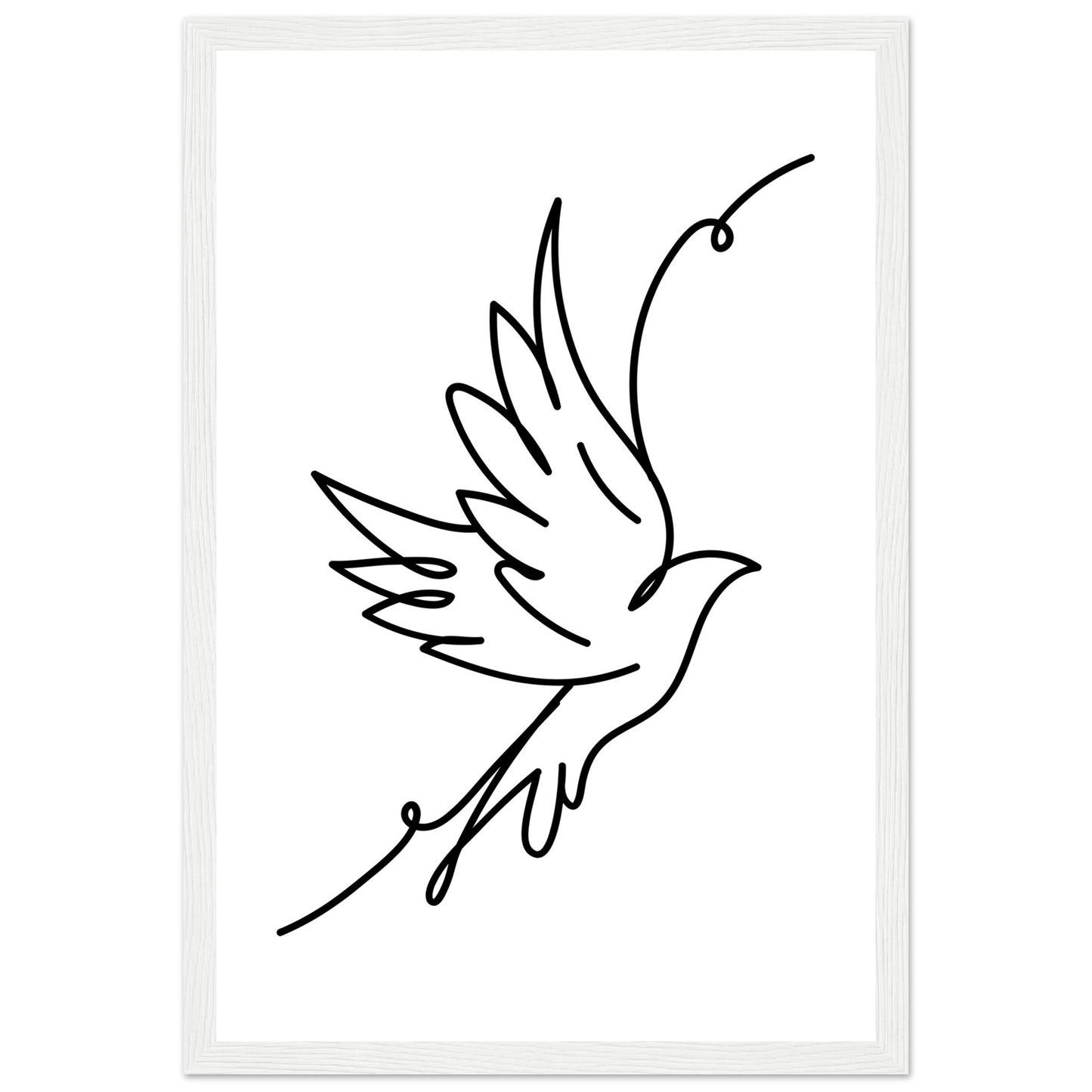 Minimalist Flying Bird Line Drawing Framed Art Print