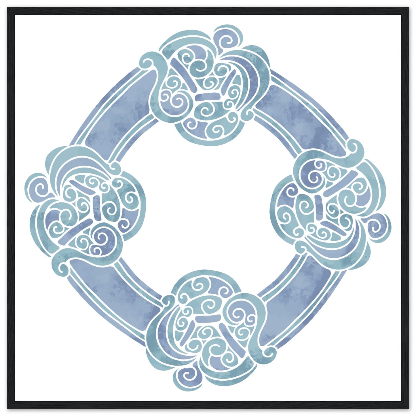 Watercolour Celtic Wheel Knot Blue Print