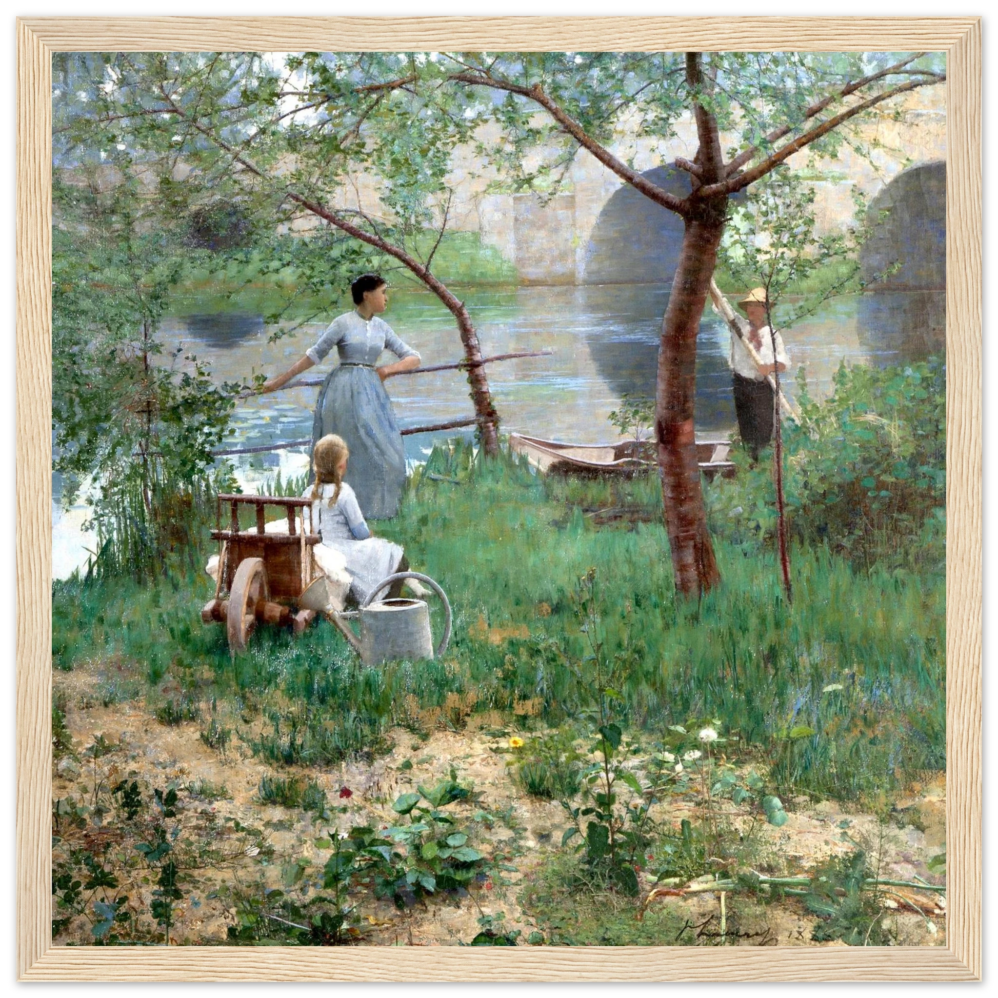 Under the Cherry Tree by Sir John Lavery, framed print in room setting