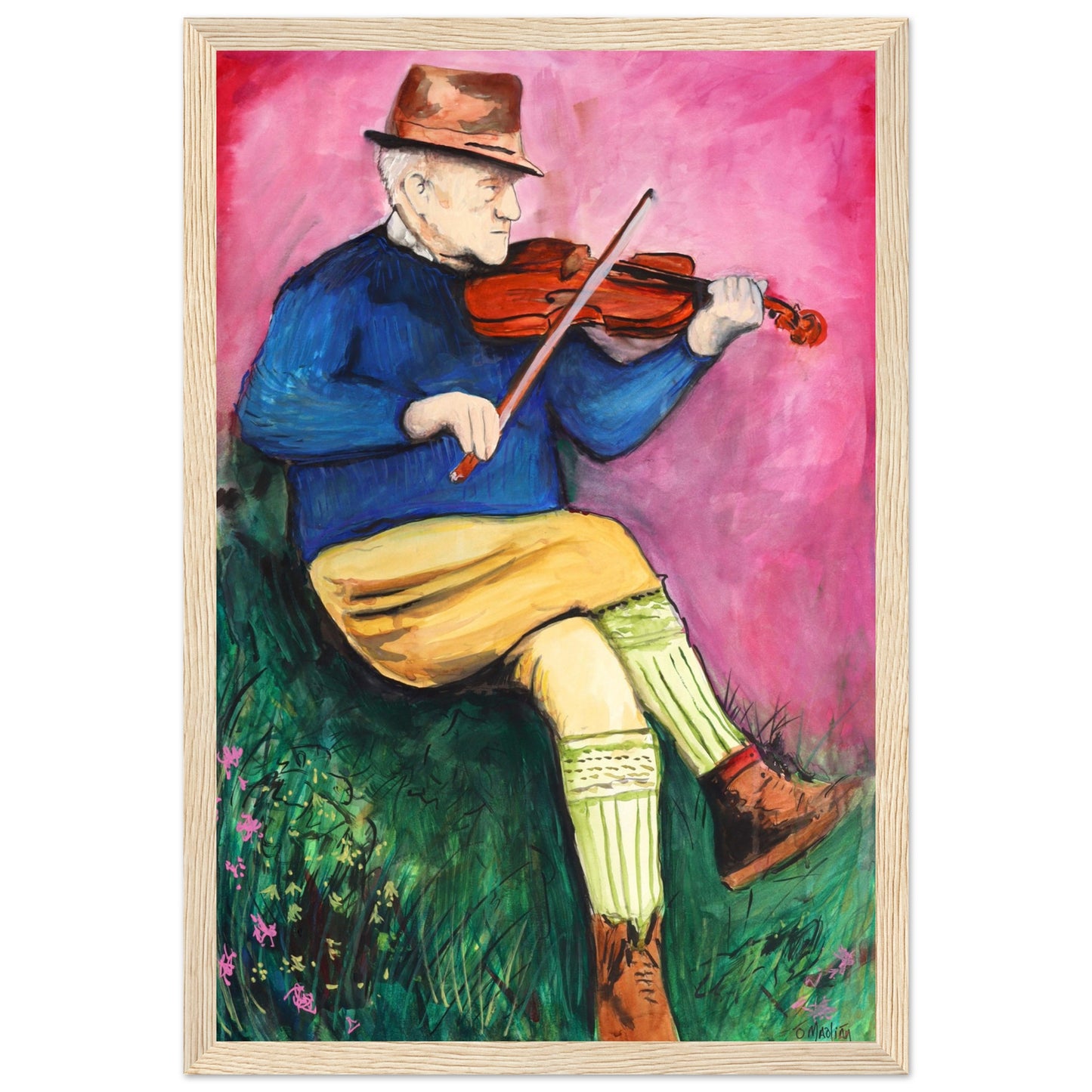 Capture the essence of Irish folklore and musical heritage with our Micky McIlhatton "King of the Glens" framed fine art print. This poignant piece pays homage to the renowned fiddle player, storyteller, and Poitín maker from Glenravel, County Antrim. The rich details of the artwork bring to life the spirit of a true Irish legend.