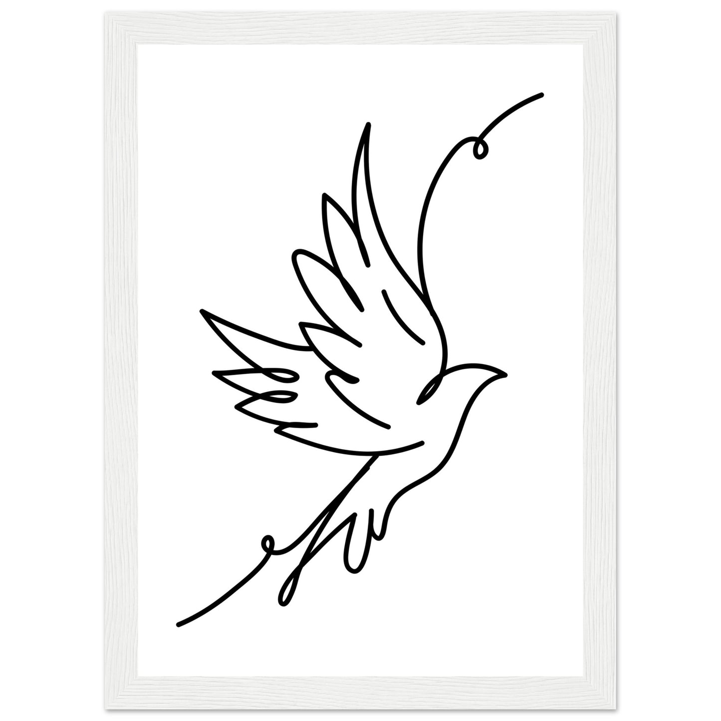 Minimalist Flying Bird Line Drawing Framed Art Print