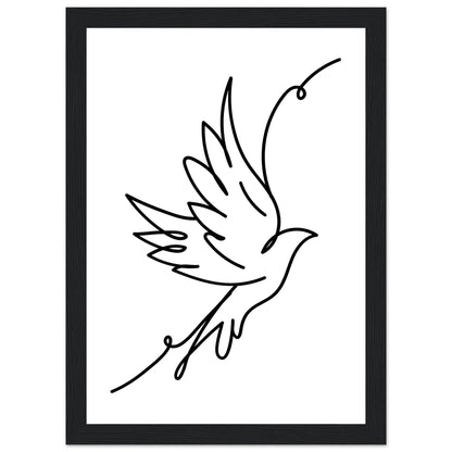 Minimalist Flying Bird Line Drawing Framed Art Print
