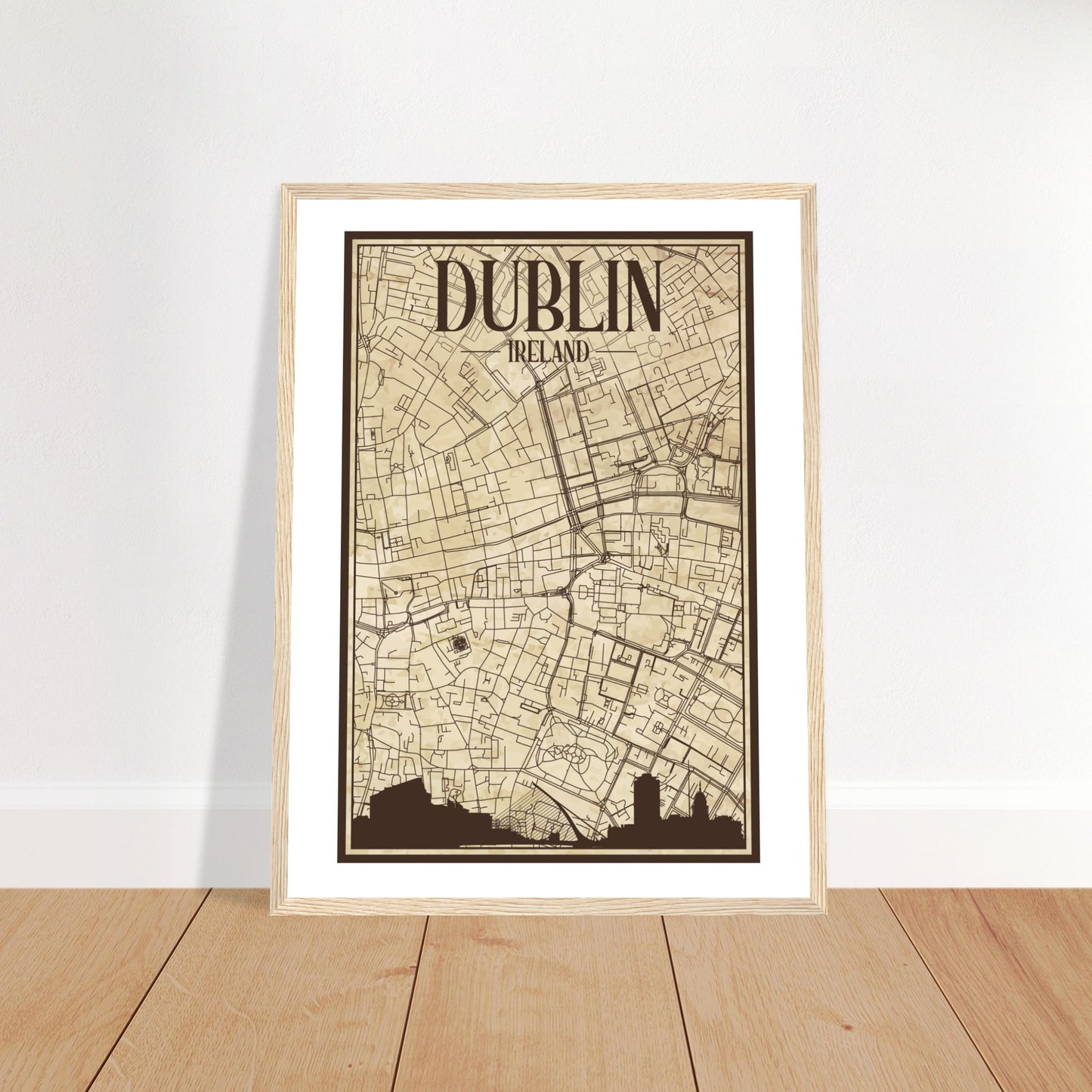 Dublin Ireland Vintage City Map Framed Poster