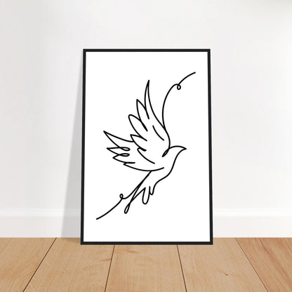 Minimalist Flying Bird Line Drawing Framed Art Print