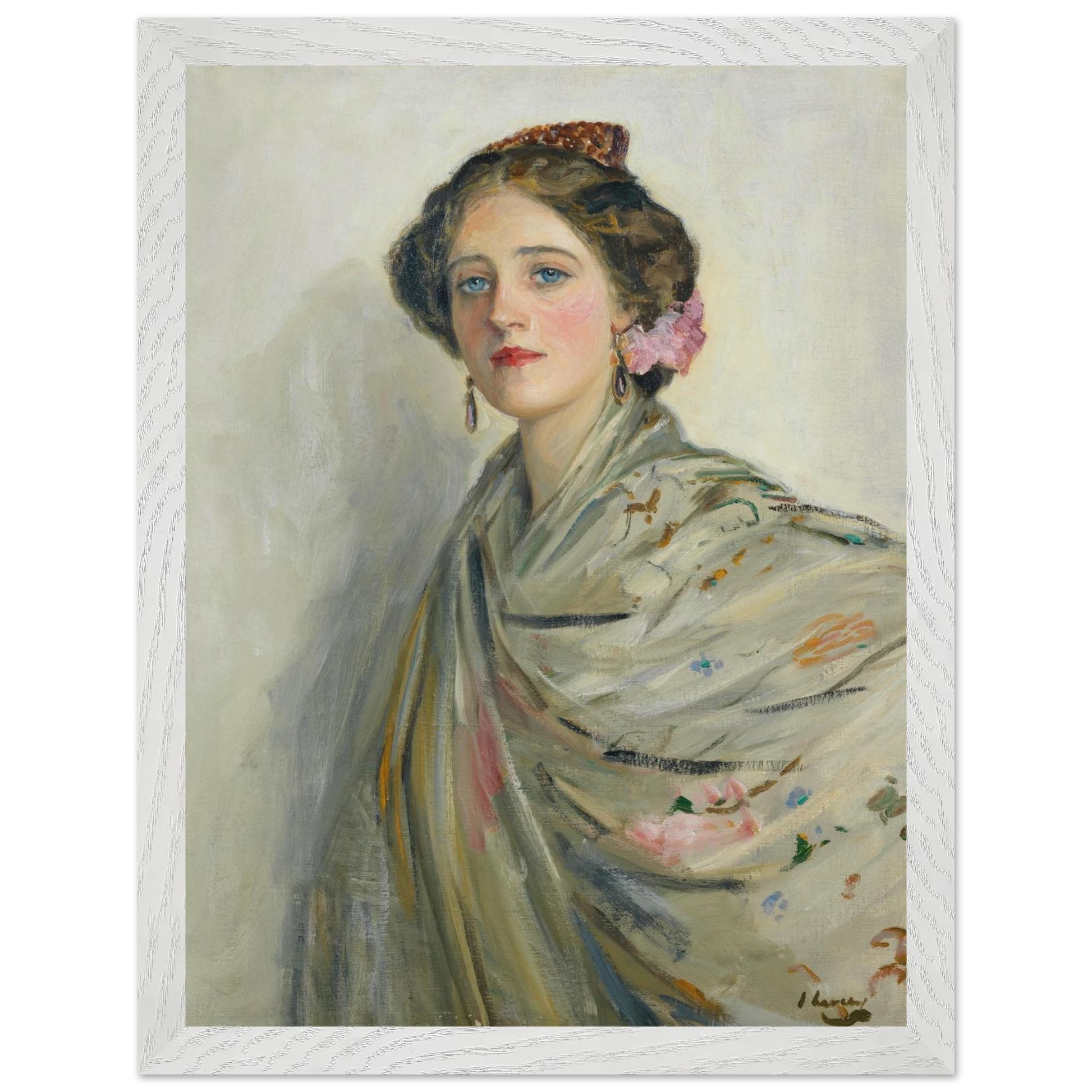 A Fair Spaniard, Mrs Chowne Irish portrait art print in white gallery frame 30x40 cm Collector’s Edition