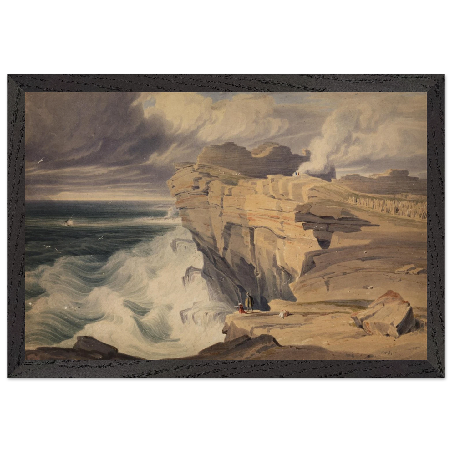 Dún Aonghasa, Inis Mór by George Petrie – 30×45 cm black frame museum-quality art print