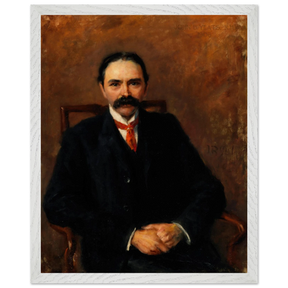 Douglas Hyde portrait framed print in white frame – archival Gaelic Revival artwork