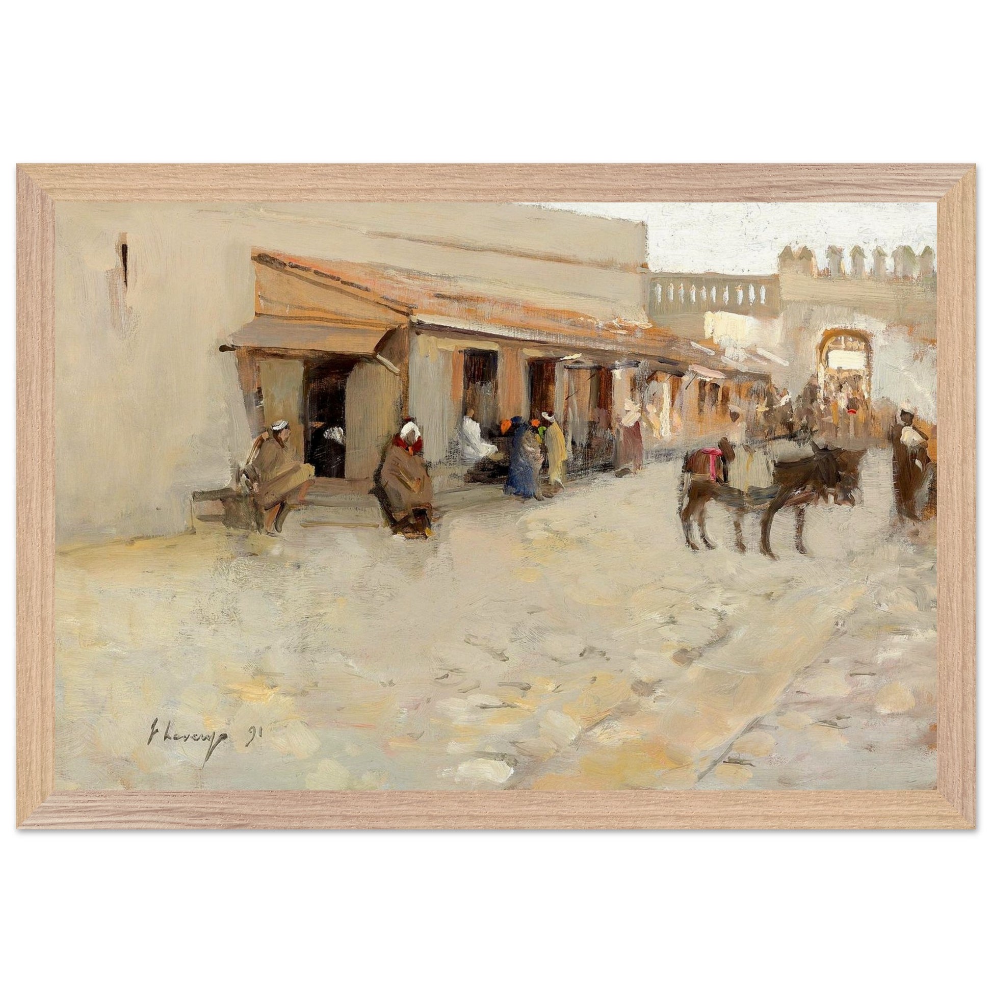 El Asha (1891) by Sir John Lavery in natural oak FSC frame, 30×45 cm museum-quality fine art print.