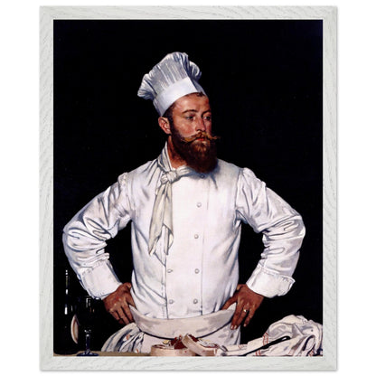 Contemporary interior with pale walls, Le Chef de l’Hôtel Chatham by William Orpen in white gallery frame, 40×50 cm / 16×20 in, balanced natural light, modern heritage styling Buy Irish Art