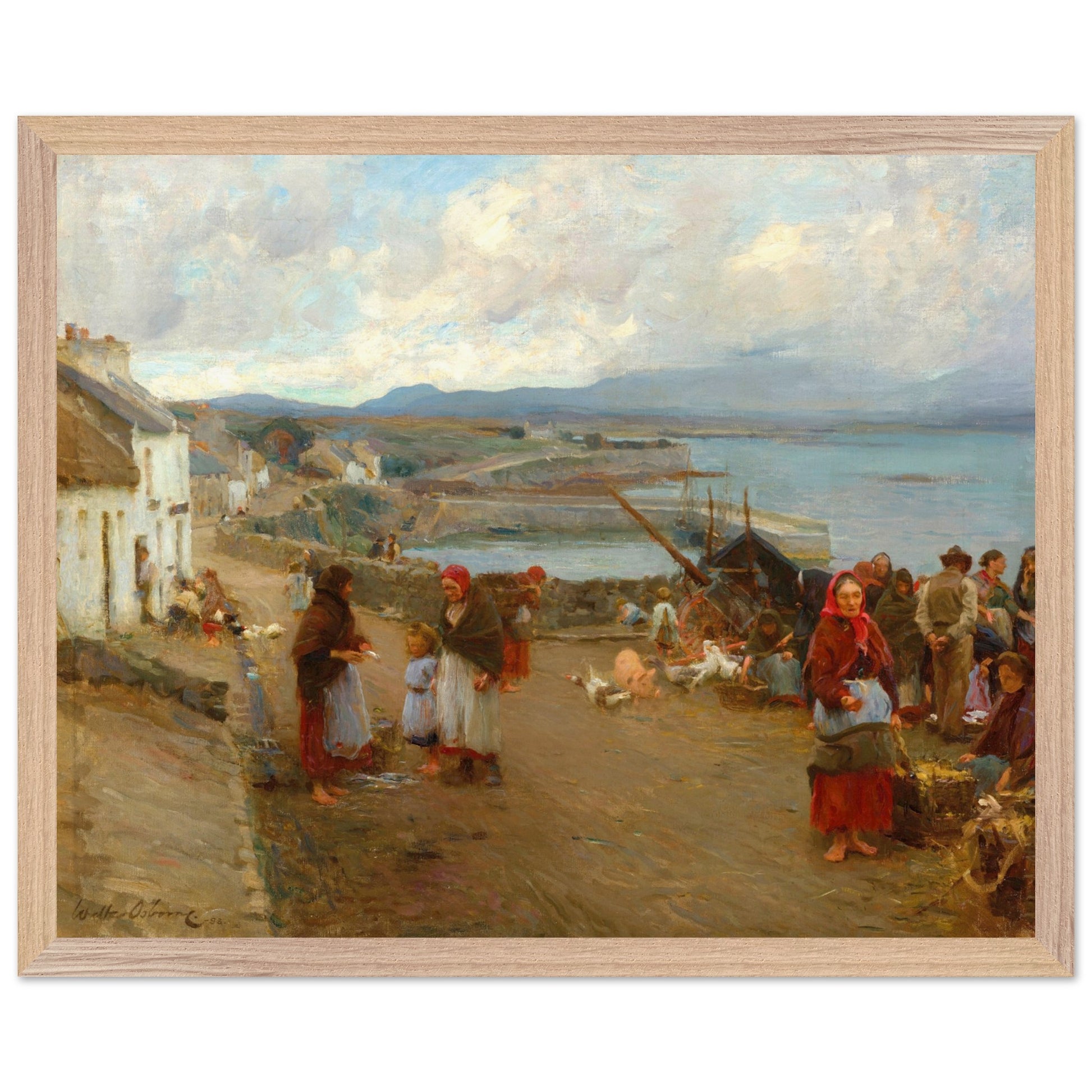 Life in Connemara, A Market Day by Walter Frederick Osborne – 40×50 cm art print in natural FSC wood frame