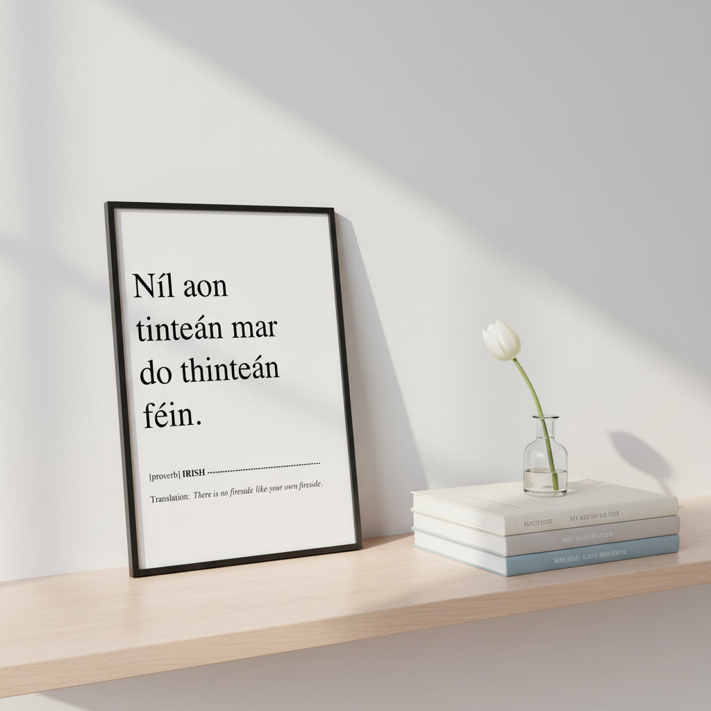 Níl aon tinteán mar do thinteán féin Irish proverb wall art framed Gaeilge print
