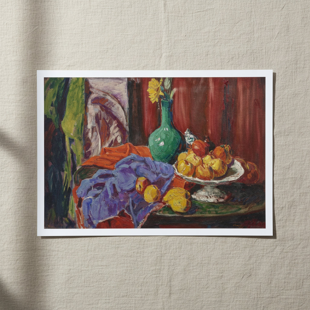 Still Life of Fruit and Green Vase by Roderic O’Conor 1919 – unframed archival Irish art print on museum-quality Master’s Edition paper.