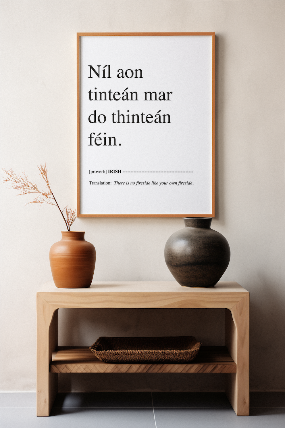 IRISH PRINT - Nil aon tintean mar do thintean fein, Irish Wall Art Prints,Irish Home Quote Print, Gaeilge, Housewarming Gift, No Place Like Home, Cute House Art, Ireland Phrase, There is no home like your own home Black and white Gaeilge text print.