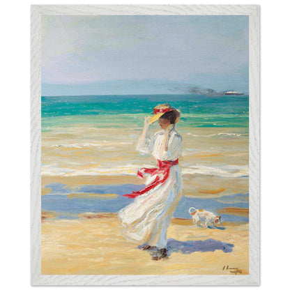 A Windy Day by Sir John Lavery, 40x50cm framed print in a white wood frame, bright coastal-ready décor.