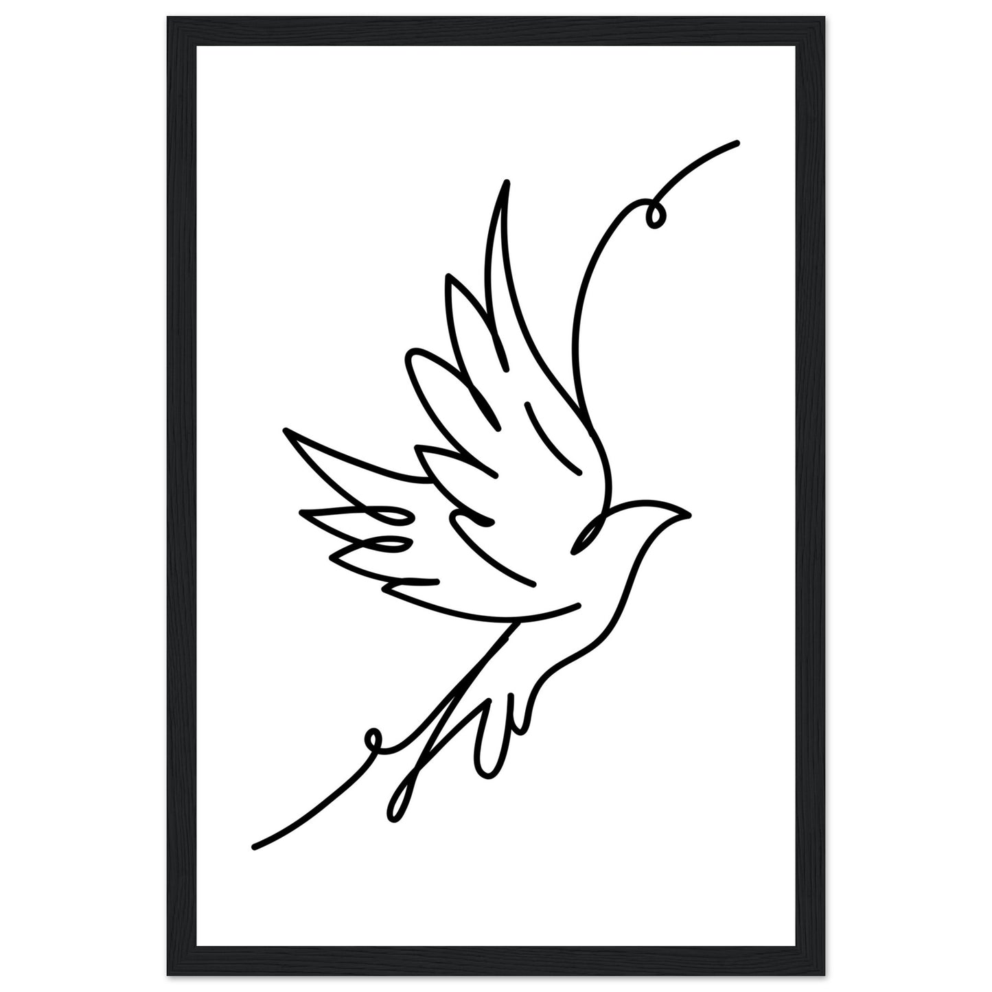 Minimalist Flying Bird Line Drawing Framed Art Print